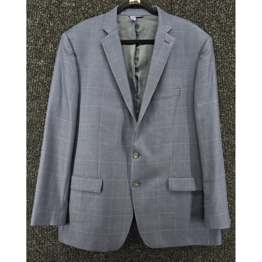 Vtg Ralph Lauren Blazer Jacket 48L Blue Glen Plaid Windowpane Silk Wool 2 Button